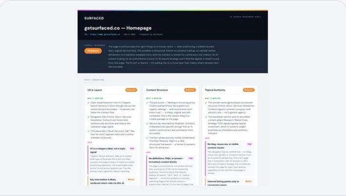 Lightweight AI search audit report preview