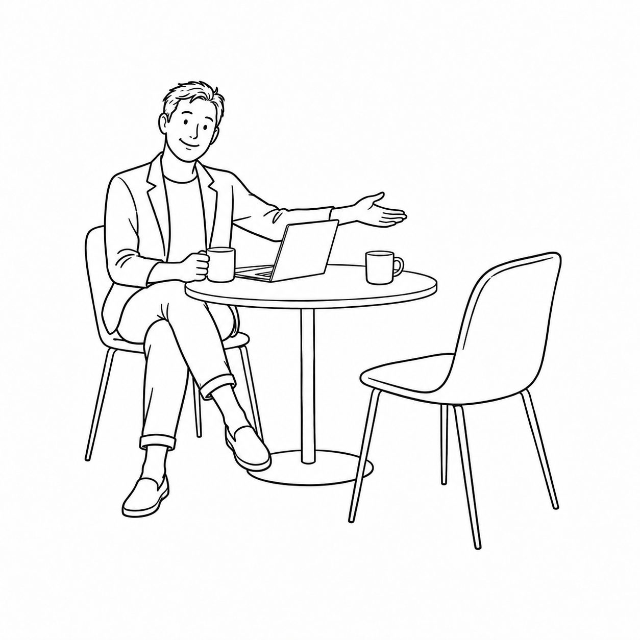 Illustration of Andrew welcoming someone to a conversation